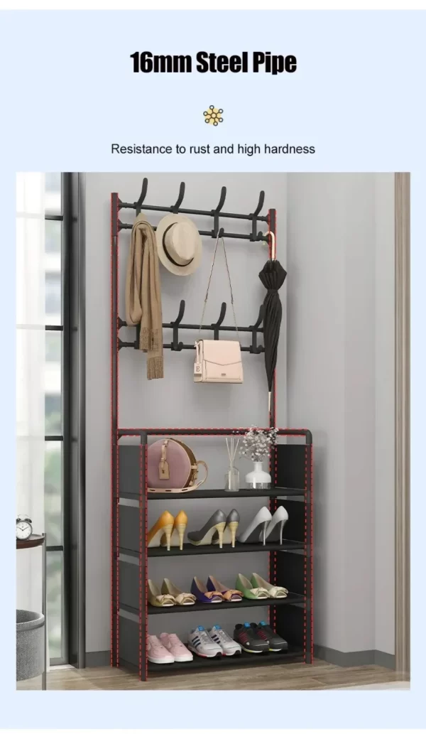 Clothes Hanger Multi-Layer Shoe Rack Doorway DIY Hat And Shoes Shelf Simple Floor-Standing Living Room Organizer Storage Racks - Image 8