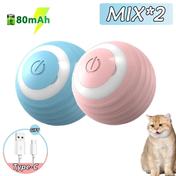 2PCS Cat Interactive Ball Indoor Automatic Rolling Magic Ball Smart Cat Toys Electronic Interactive Cat Toy Cat Game Accessories